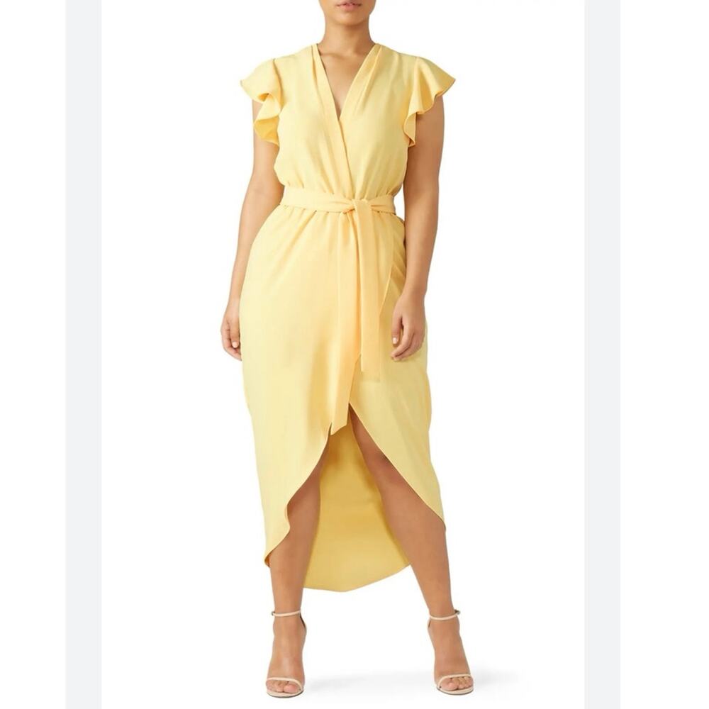 Amanda Uprichard Martinique Yellow Midi Belted Wrap Dress size 2X
